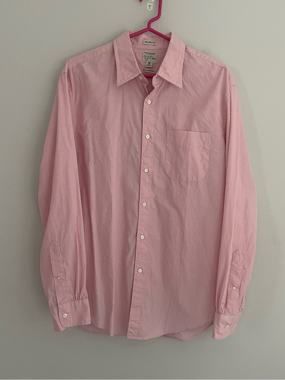 J Crew Secret Wash Classic Fit Pink Long-Sleeve Button-Up Shirt